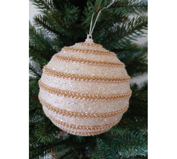 Новорічні кулі золоті з тасьмою Ø100мм, ціна за набір 2 шт (SH254)